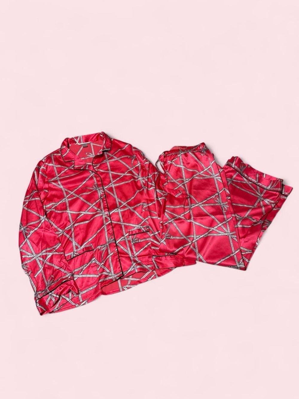 Victoria's Secret Pink Satin Sleepwear with Logo Ribbon Detail
